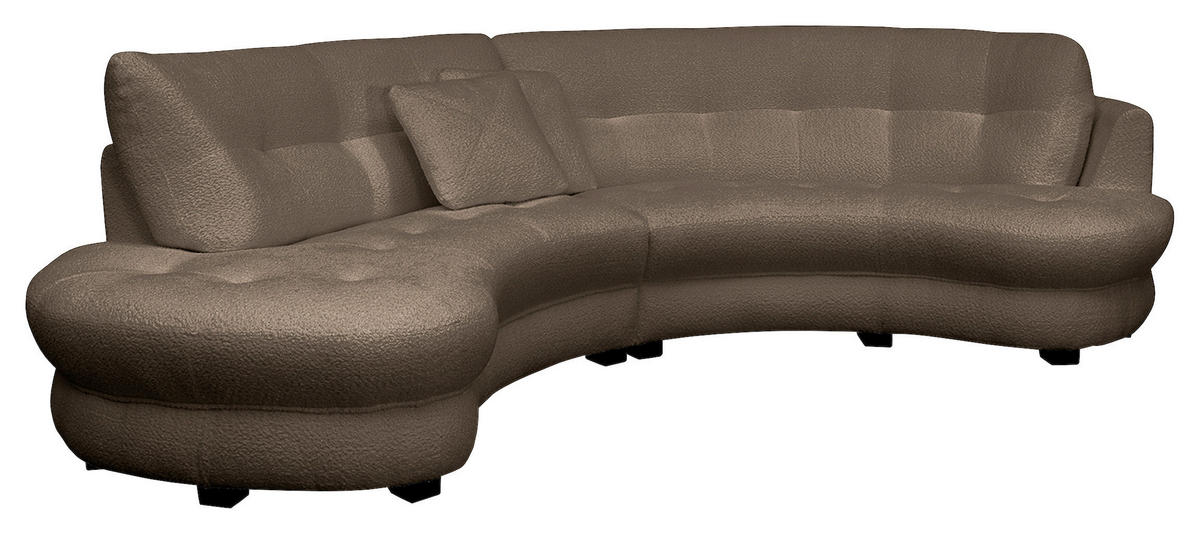 ECKSOFA in Bouclé Braun  - Weiss/Schwarz, Design, Kunststoff/Textil (113/300cm) - Livetastic