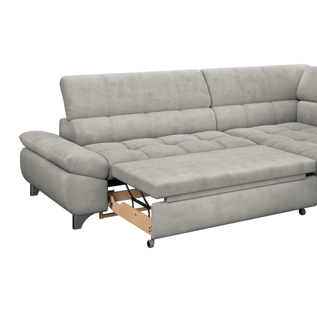 ECKSOFA Taupe Chenille  - Taupe/Chromfarben, KONVENTIONELL, Textil/Metall (312/234cm) - Livetastic