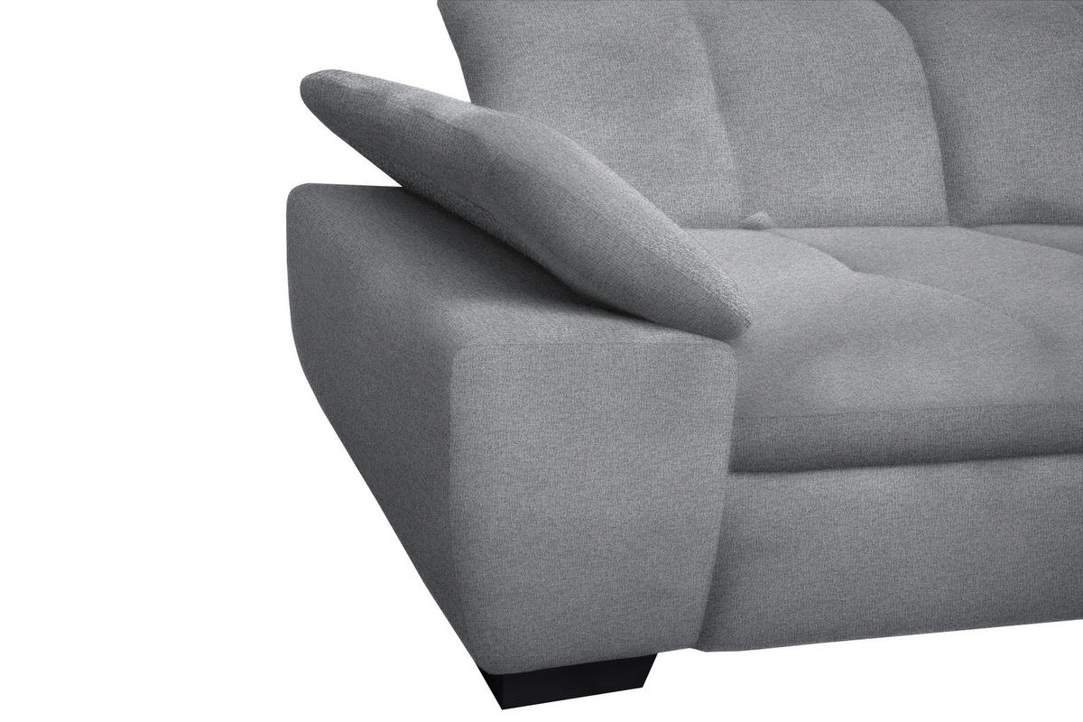 ECKSOFA Grau Flachgewebe  - Schwarz/Grau, Design, Textil/Metall (242/313cm) - Xora