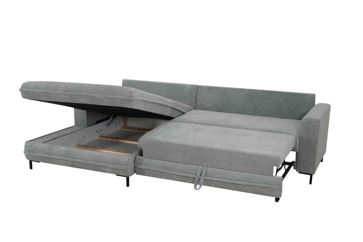 ECKSOFA  in Cord Grau  174/272 cm  - Schwarz/Grau, Design, Textil/Metall (174/272cm) - MID.YOU