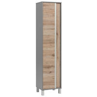 HOCHSCHRANK 40,5/179,5/33,5 cm  - Eichefarben/Silberfarben, KONVENTIONELL, Holzwerkstoff/Metall (40,5/179,5/33,5cm) - Stylife