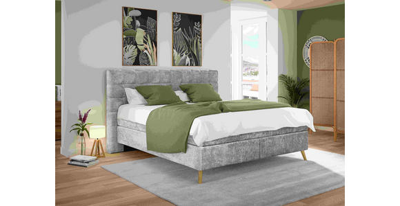 BOXSPRINGBETT 180/200 cm  in Grau  - Eichefarben/Grau, Design, Holz/Textil (180/200cm) - Esposa