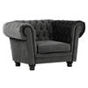 CHESTERFIELD-SESSEL - Dunkelgrau/Dunkelbraun, LIFESTYLE, Textil (130/79/93cm) - Ambia Home