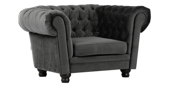 CHESTERFIELD-SESSEL in Flachgewebe Dunkelgrau  - Dunkelgrau/Dunkelbraun, LIFESTYLE, Textil (130/79/93cm) - Ambia Home