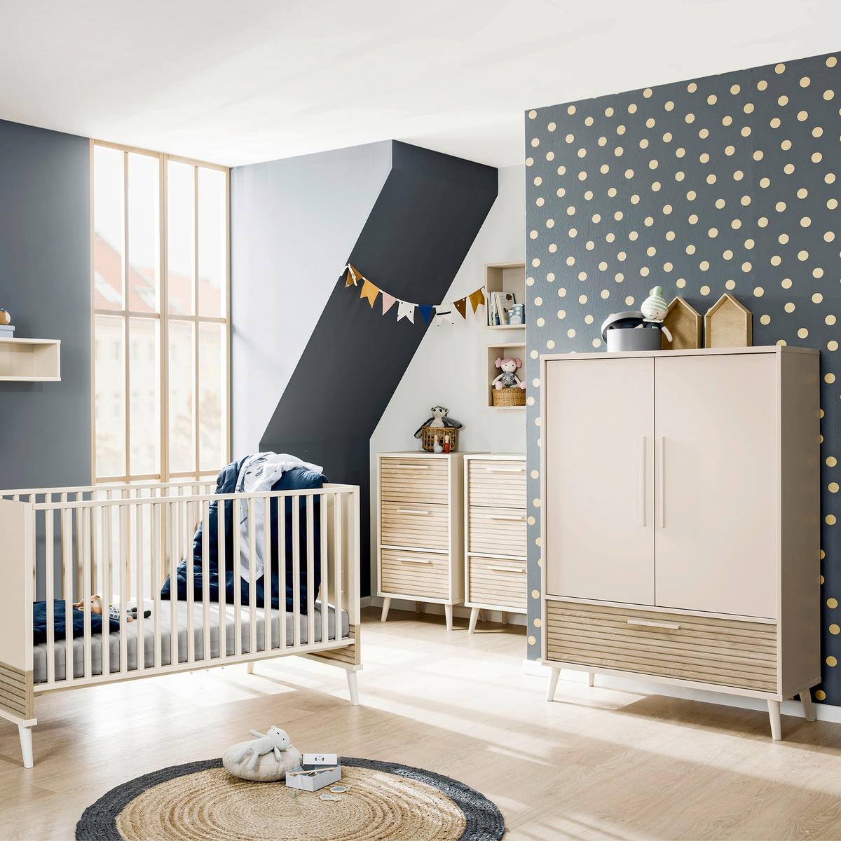 BABYKLEIDERSCHRANK Eefje Eichefarben, Beige  - Eichefarben/Beige, Basics, Holzwerkstoff (94,8/139,2/41,1cm) - Paidi