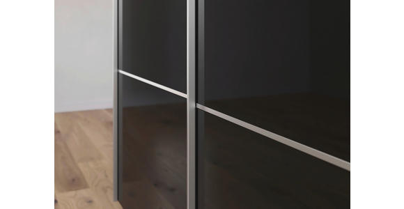 SCHWEBETÜRENSCHRANK 271/223/68 cm 3-türig Schwarz - Alufarben/Schwarz, KONVENTIONELL, Glas/Holzwerkstoff (271/223/68cm) - Novel