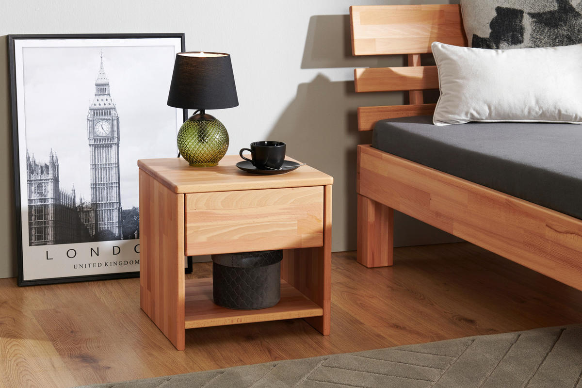 NACHTSCHRANK 40/40/40 cm Kernbuche massiv  - Natur, Holz (40/40/40cm) - MID.YOU