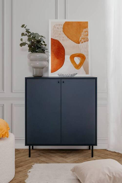 KOMMODE  in 80/90/40 cm  - Schwarz/Dunkelblau, MODERN, Holzwerkstoff/Metall (80/90/40cm) - MID.YOU