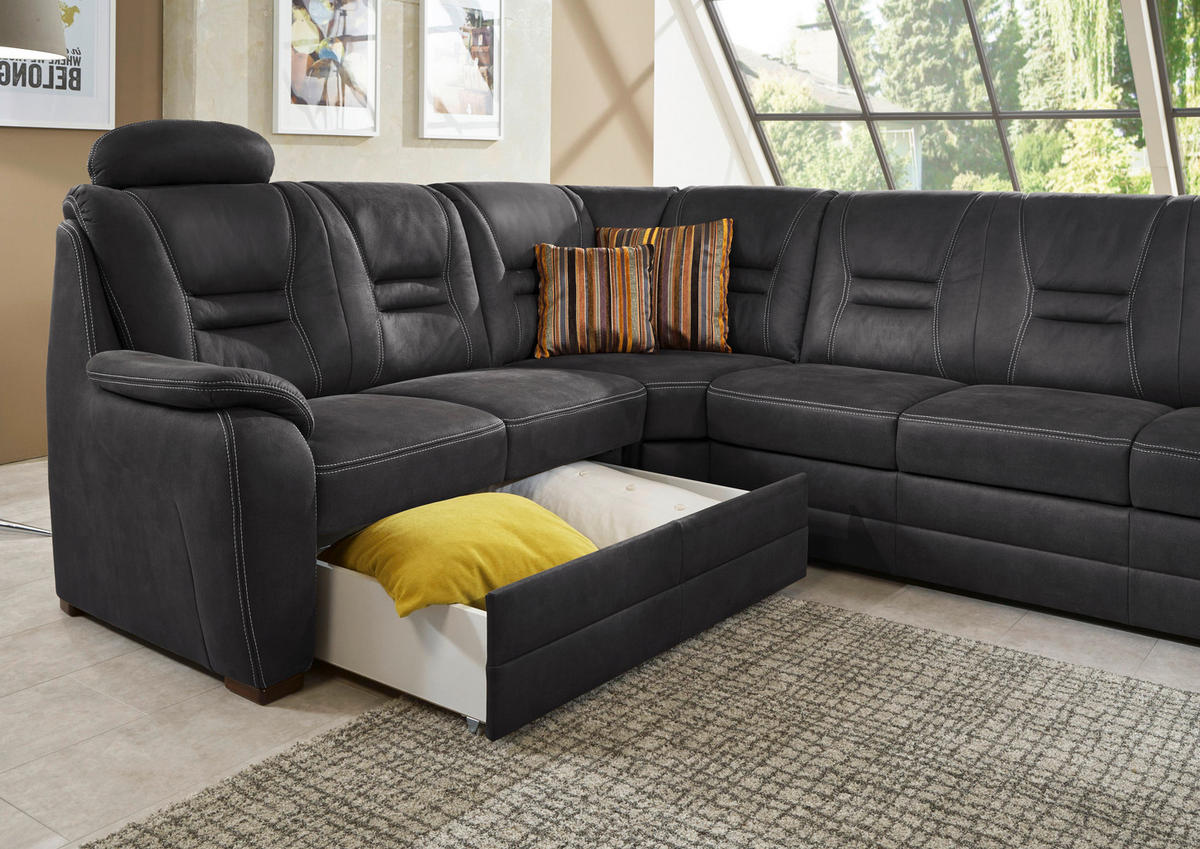 SAROKKANAPÉ textil szürke  - bézs/szürke, Konventionell, textil/fa (234/286cm) - Beldomo Comfort