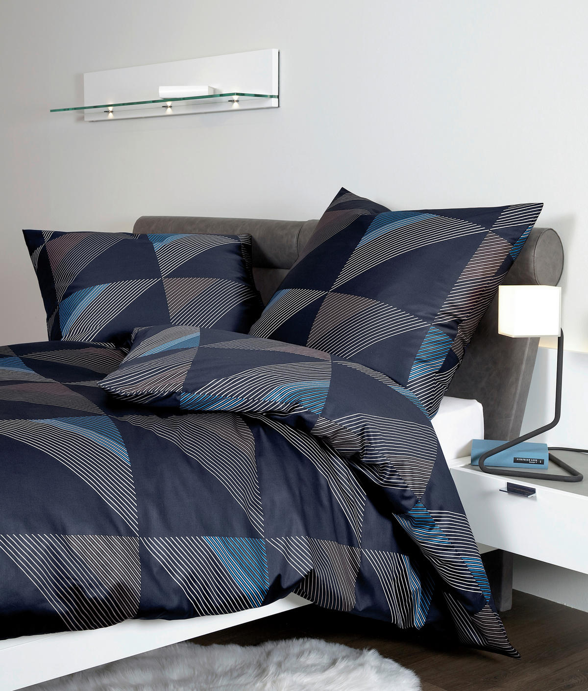 BETTWÄSCHE J.D. Makosatin 135/200 cm  - Blau/Dunkelblau, Design, Textil (135/200cm) - Janine