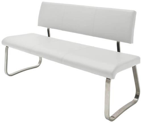 SITTBÄNK i metall, plast vit, stålfärgad  - stålfärgad/vit, Design, metall/plast (155/86/59cm) - Livetastic