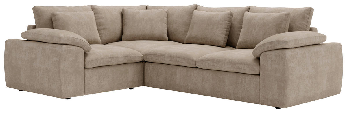 ECKSOFA Chenille Beige  - Beige/Schwarz, Design, Kunststoff/Textil (216/289cm) - Livetastic