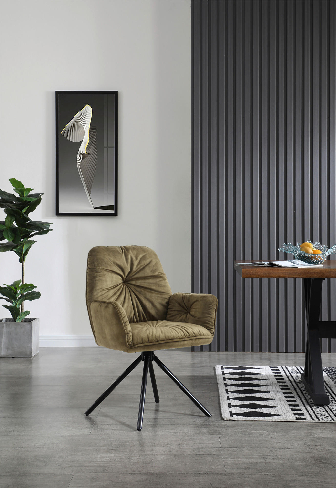ARMLEHNSTUHL  in Samt, Velours  - Schwarz/Grün, MODERN, Textil/Metall (61/90/59cm) - Livetastic