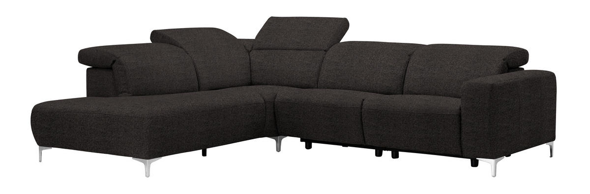 ECKSOFA Dunkelbraun Flachgewebe  - Dunkelbraun, Design, Textil/Metall (238/290cm) - Pure Home Lifestyle