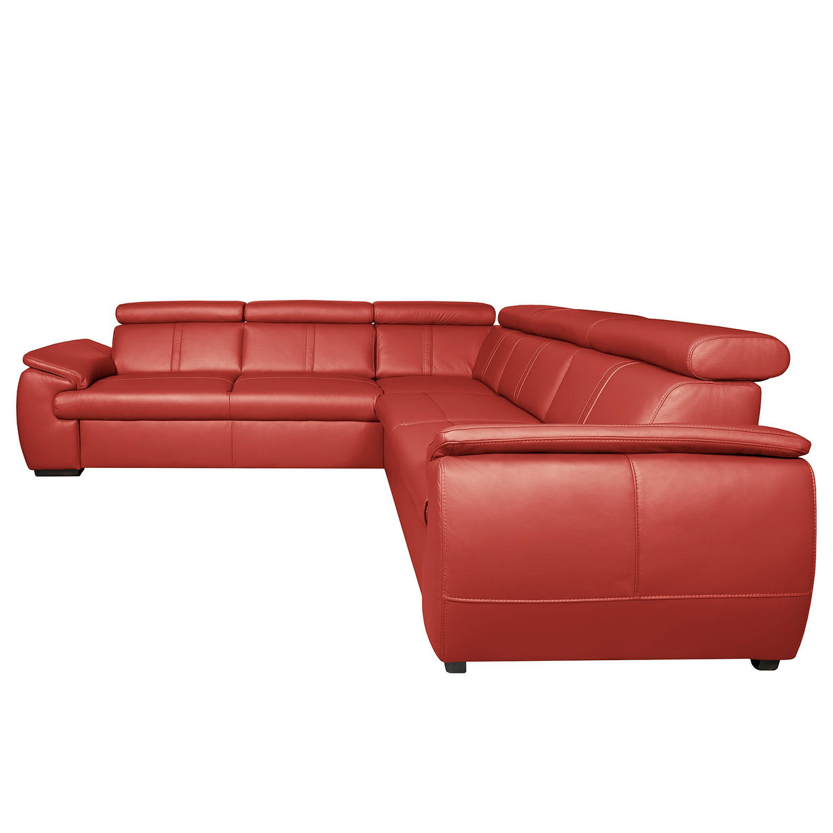 ECKSOFA  in Echtleder Rot  - Wengefarben/Rot, Design, Leder/Holz (265/265cm) - Livetastic