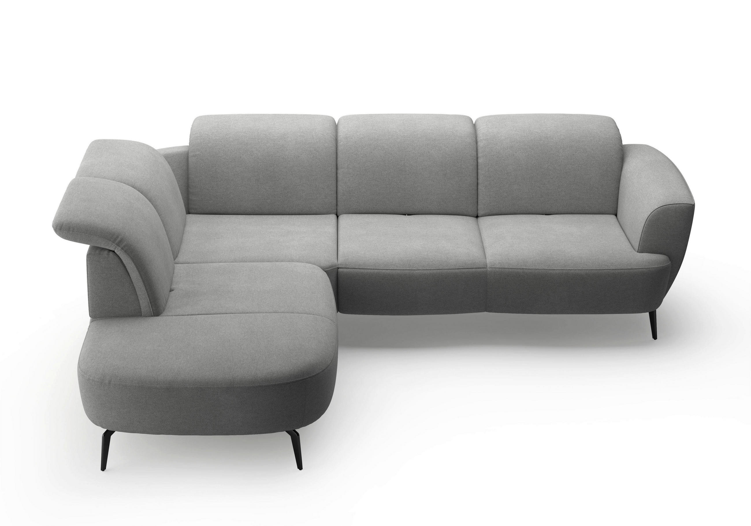 ECKSOFA in Mikrofaser Grau  - Schwarz/Grau, Konventionell, Textil/Metall (267/300cm) - Sit & More