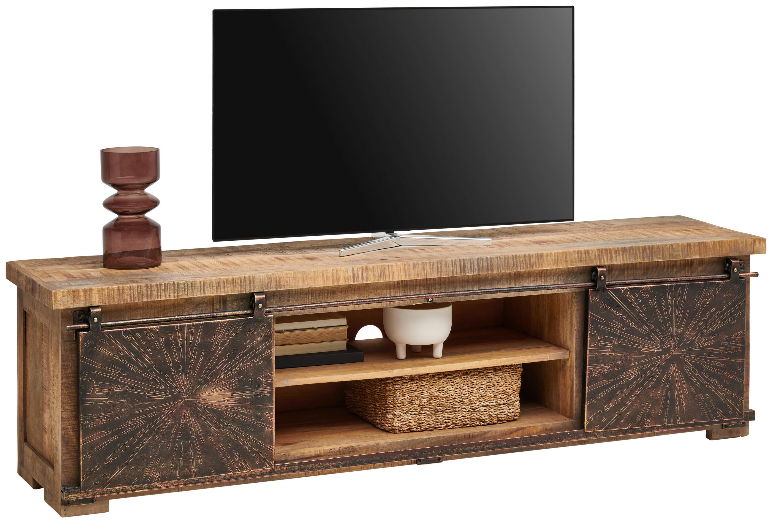LOWBOARD  in 180/50/40 cm  - Schwarz/Naturfarben, Trend, Holz/Metall (180/50/40cm) - Landscape