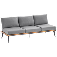 LOUNGESOFA 218/80/81 cm Teakholz massiv Aluminium  - Anthrazit/Grau, Basics, Holz/Textil (218/80/81cm)