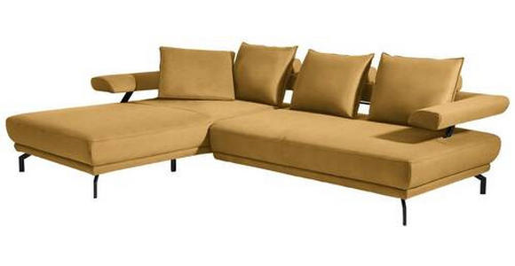 ECKSOFA in Mikrofaser Gelb 224/305 cm - Gelb/Schwarz, Design, Textil/Metall (224/305cm) - Dieter Knoll