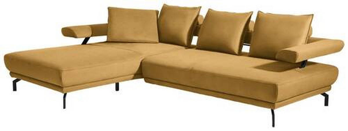 ECKSOFA in Mikrofaser Gelb  224/305 cm  - Gelb/Schwarz, Design, Textil/Metall (224/305cm) - Dieter Knoll
