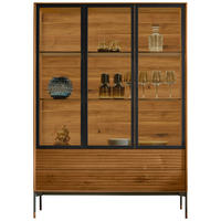 VITRINE  in massiv Astnuss Schwarz, Nussbaumfarben - Nussbaumfarben/Schwarz, Design, Glas/Holz (118,1/166,6/39cm) - Anrei