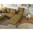ECKSOFA  in Flachgewebe Schilfgrün Armteilverstellung, Relaxfunktion, Drehsitzfunktion  175-224/255-365 cm  - Schilfgrün/Schwarz, Design, Textil/Metall (175-224/255-365cm) - Dieter Knoll