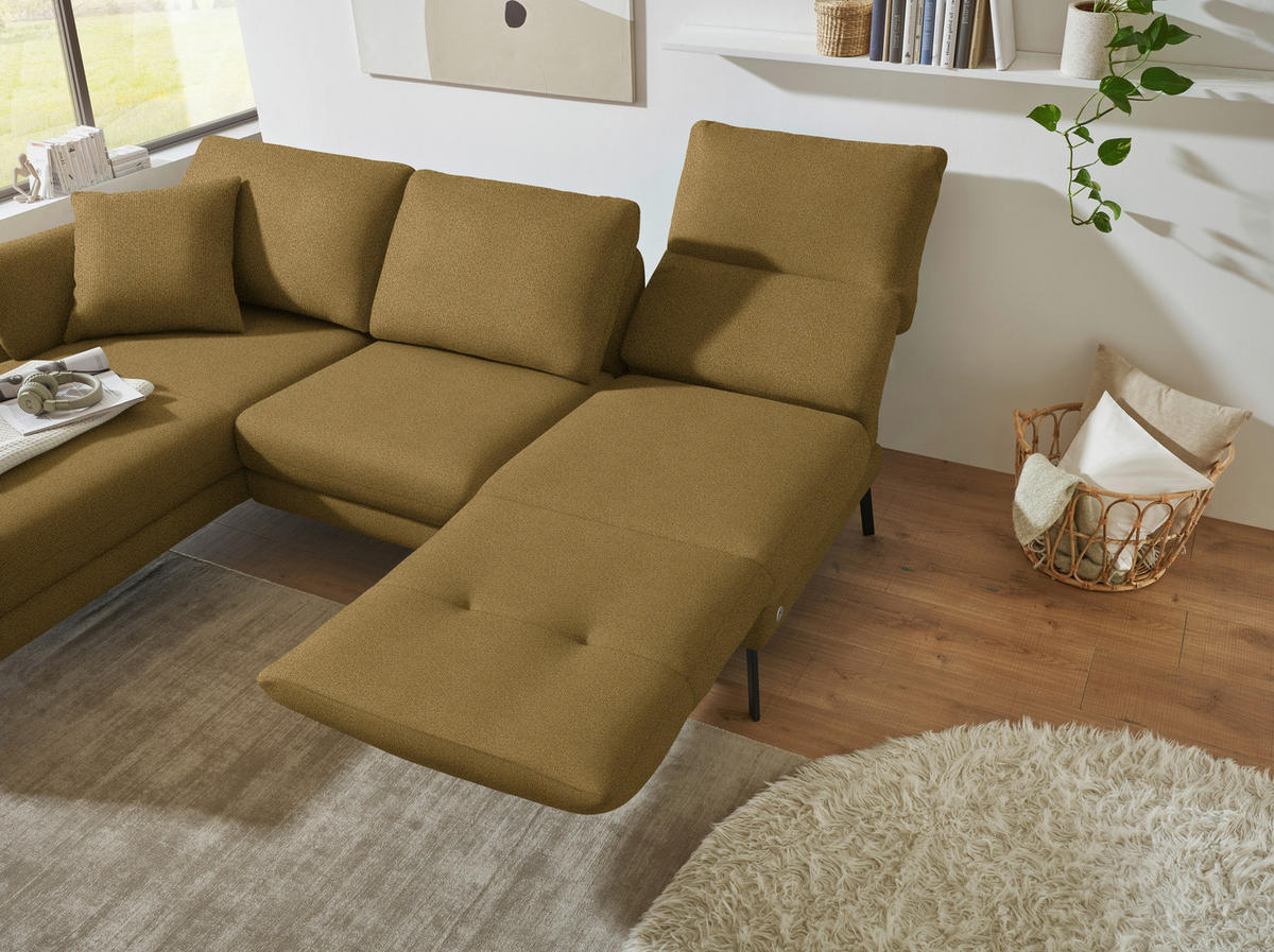 ECKSOFA  in Flachgewebe Schilfgrün  175-224/255-365 cm  - Schilfgrün/Schwarz, Design, Textil/Metall (175-224/255-365cm) - Dieter Knoll
