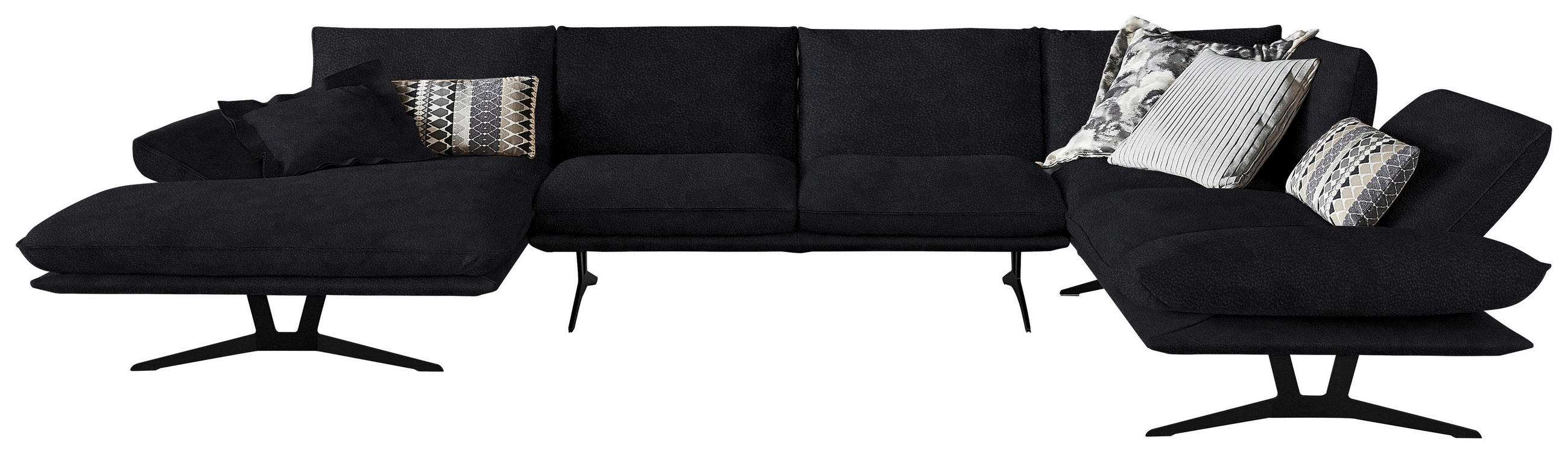 WOHNLANDSCHAFT in Echtleder Anthrazit  - Anthrazit/Schwarz, Natur, Leder/Metall (155/359/217cm) - Dieter Knoll