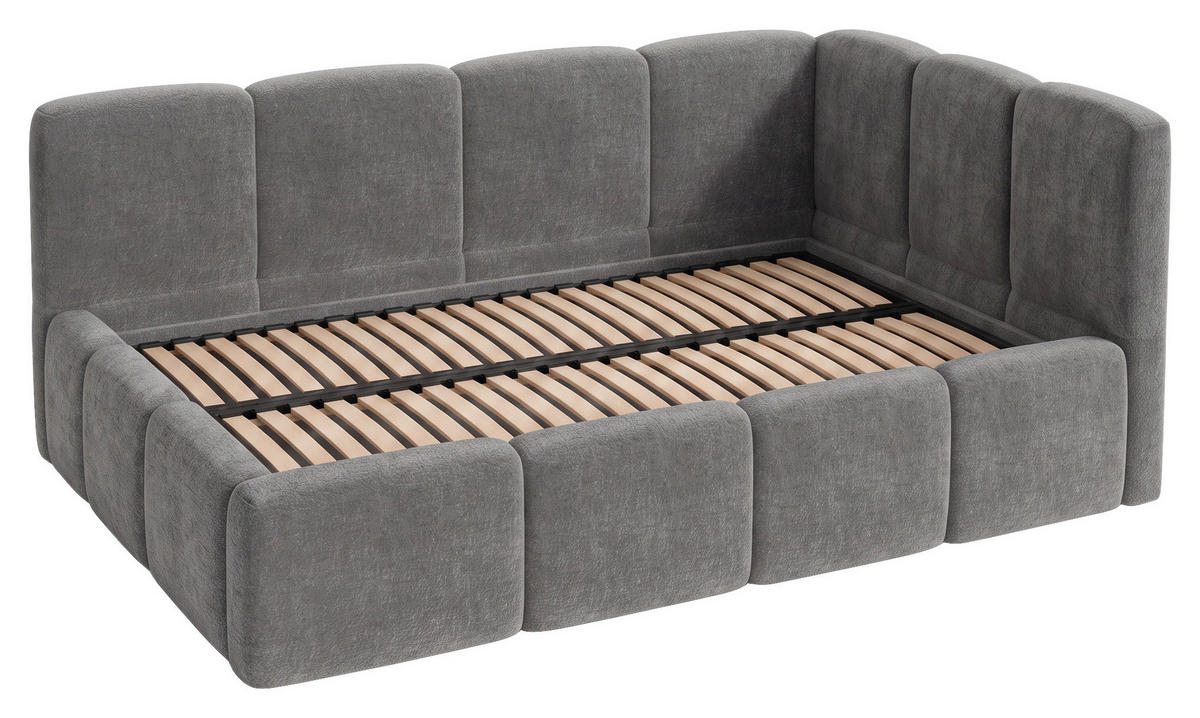 POLSTERBETT 140/200 cm,  in Anthrazit, Lattenrost, Bettkasten,  - Anthrazit/Schwarz, Design, Holz/Textil (140/200cm) - Chameo