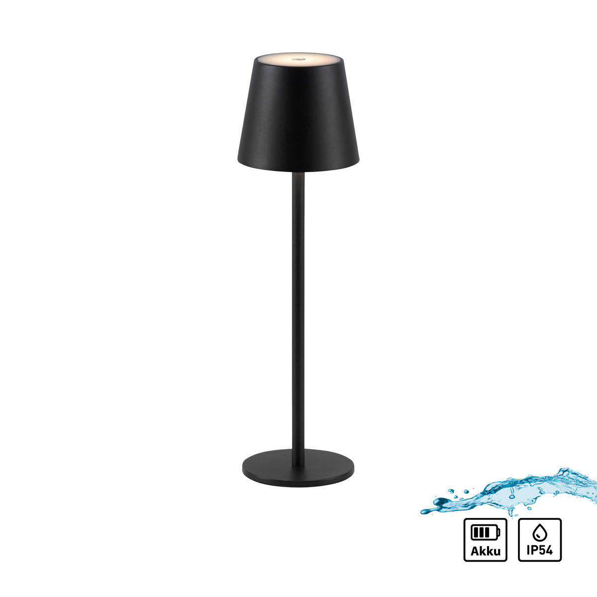 AKKU-TISCHLEUCHTE Euria 11/11/37 cm   - Schwarz, KONVENTIONELL, Kunststoff/Metall (11/11/37cm)