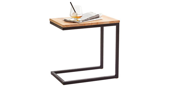 BEISTELLTISCH 30/45/45 cm Kernbuche massiv Schwarz, Buchefarben rechteckig - Buchefarben/Schwarz, Natur, Holz/Metall (30/45/45cm) - Xora