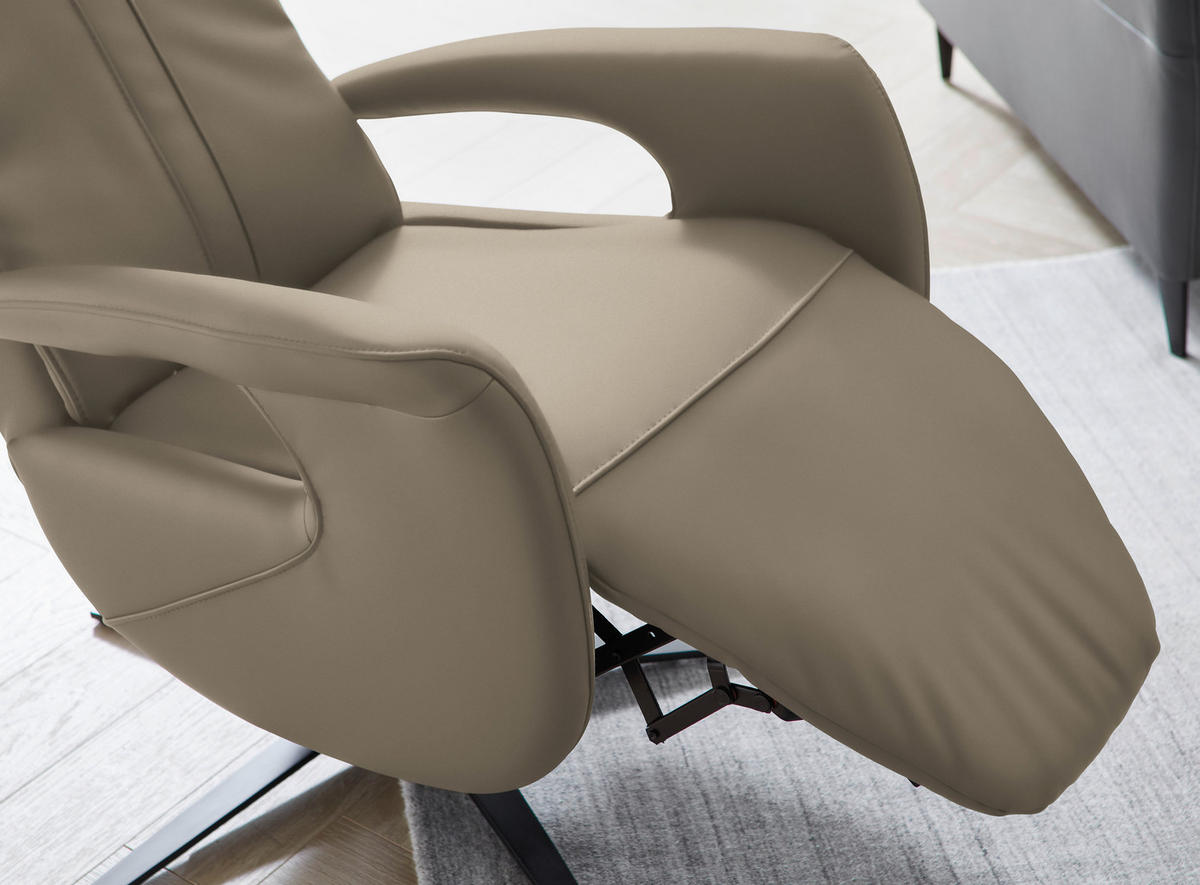 RELAXSESSEL in Leder Greige  - Greige/Schwarz, Design, Leder/Metall (71/112/83cm) - Dieter Knoll