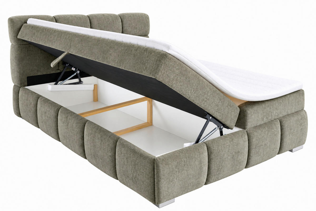 BOXBETT 140/200 cm,  in Grün, Bettkasten, Topper,  - Chromfarben/Grün, MODERN, Holz/Kunststoff (140/200cm) - MID.YOU