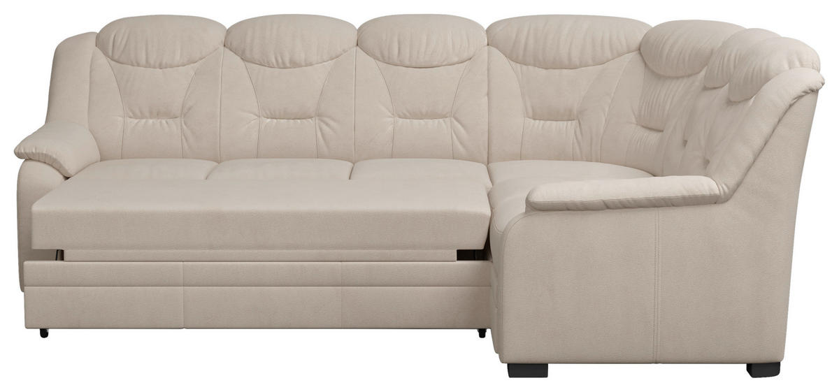 ECKSOFA in Chenille Beige  - Beige/Schwarz, Basics, Kunststoff/Textil (263/211cm) - MID.YOU