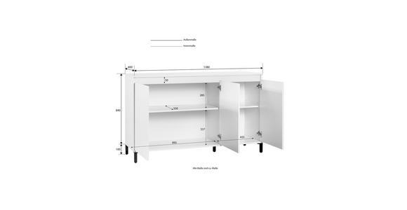 SIDEBOARD Weiß, Weiß Hochglanz 138/94/40 cm - Weiß Hochglanz/Anthrazit, Design, Holzwerkstoff/Kunststoff (138/94/40cm) - Xora