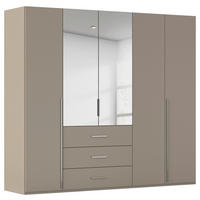 DREHTÜRENSCHRANK 251/223/60 cm,  in Fango, 5-türig  - Chromfarben/Fango, Design, Glas/Holzwerkstoff (251/223/60cm) - home24