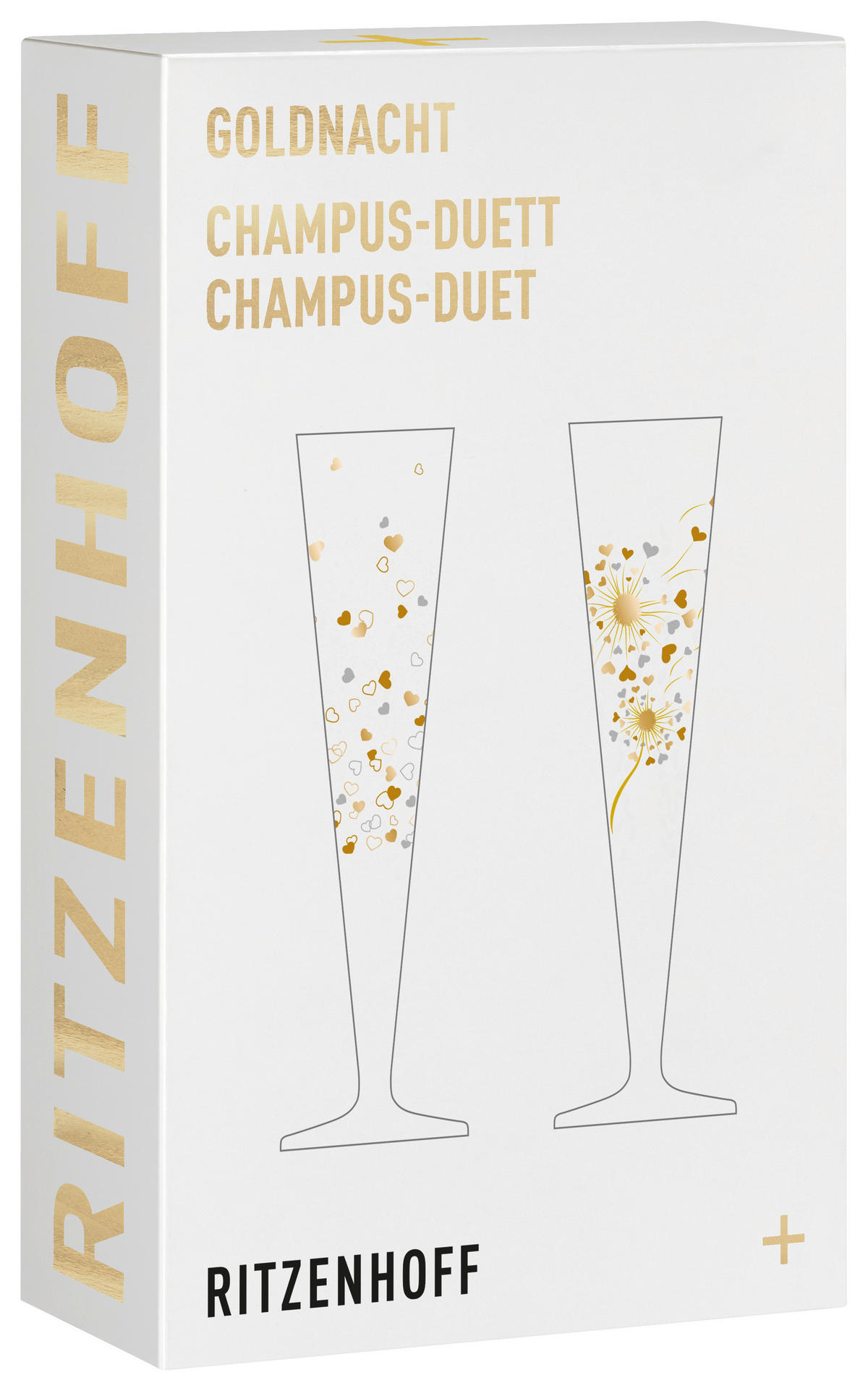 CHAMPAGNERGLAS 205 ml 2-teilig  - Platinfarben/Goldfarben, LIFESTYLE, Glas (7,2/24/7,2cm) - Ritzenhoff