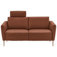 2-SITZER-SOFA  in Echtleder Cognac   - Eichefarben/Cognac, Natur, Leder/Holz (182/86/87cm) - Valnatura