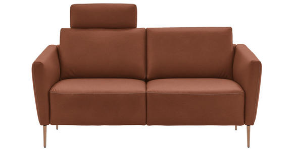 2-SITZER-SOFA  in Echtleder Cognac   - Eichefarben/Cognac, Natur, Leder/Holz (182/86/87cm) - Valnatura
