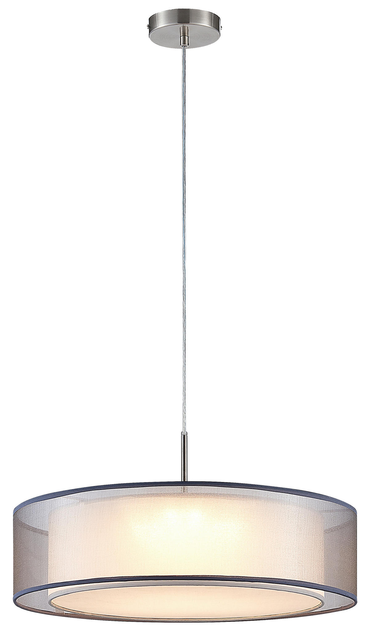 HÄNGLAMPA Chloe 50/150 cm  - grå, Design, metall/textil (50/150cm) - Globo