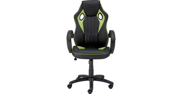 GAMINGSTUHL in Lederlook, Netzbespannung Grün, Schwarz - Schwarz/Grün, Design, Kunststoff/Textil (61,5/111-121/66cm) - Carryhome