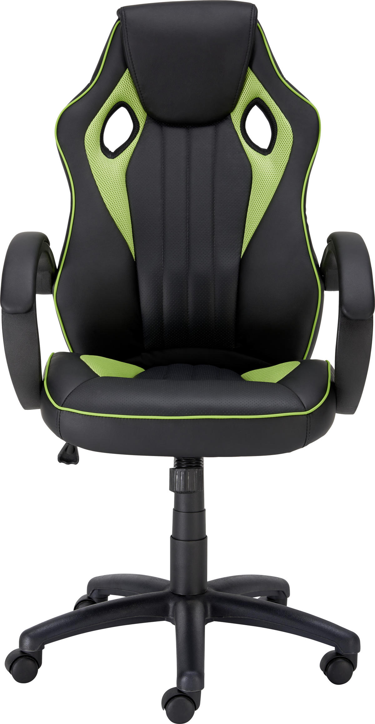 GAMINGSTUHL  in Lederlook, Netzbespannung Grün, Schwarz  - Schwarz/Grün, Design, Kunststoff/Textil (61,5/111-121/66cm) - Carryhome