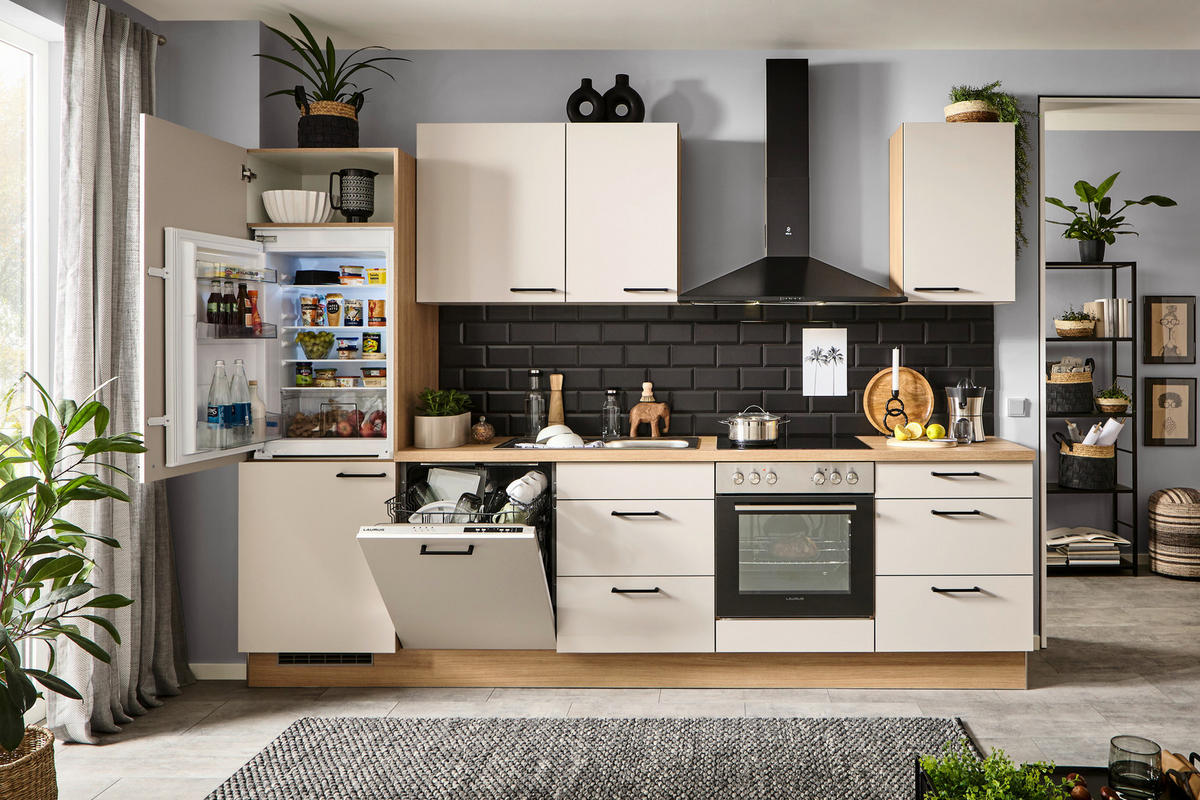 KÜCHENBLOCK XO 8  in Grau, Eichefarben  - Edelstahlfarben/Alteiche, Design, Holzwerkstoff/Metall - Xora