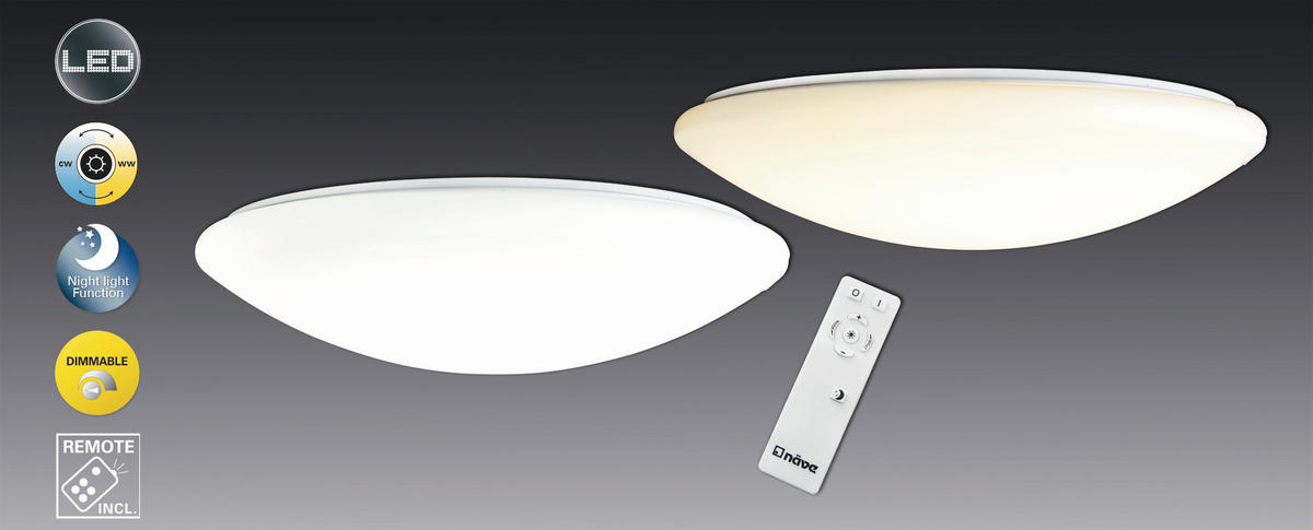 LED-DECKENLEUCHTE 60/15 cm   - Weiß, Basics, Kunststoff/Metall (60/15cm) - Näve