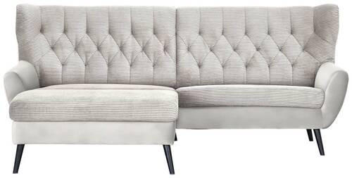 ECKSOFA Creme Cord  - Creme/Schwarz, Design, Holz/Textil (165/237cm) - Stylife