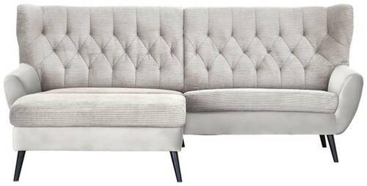 ECKSOFA Creme Cord  - Creme/Schwarz, Design, Holz/Textil (165/237cm) - Stylife