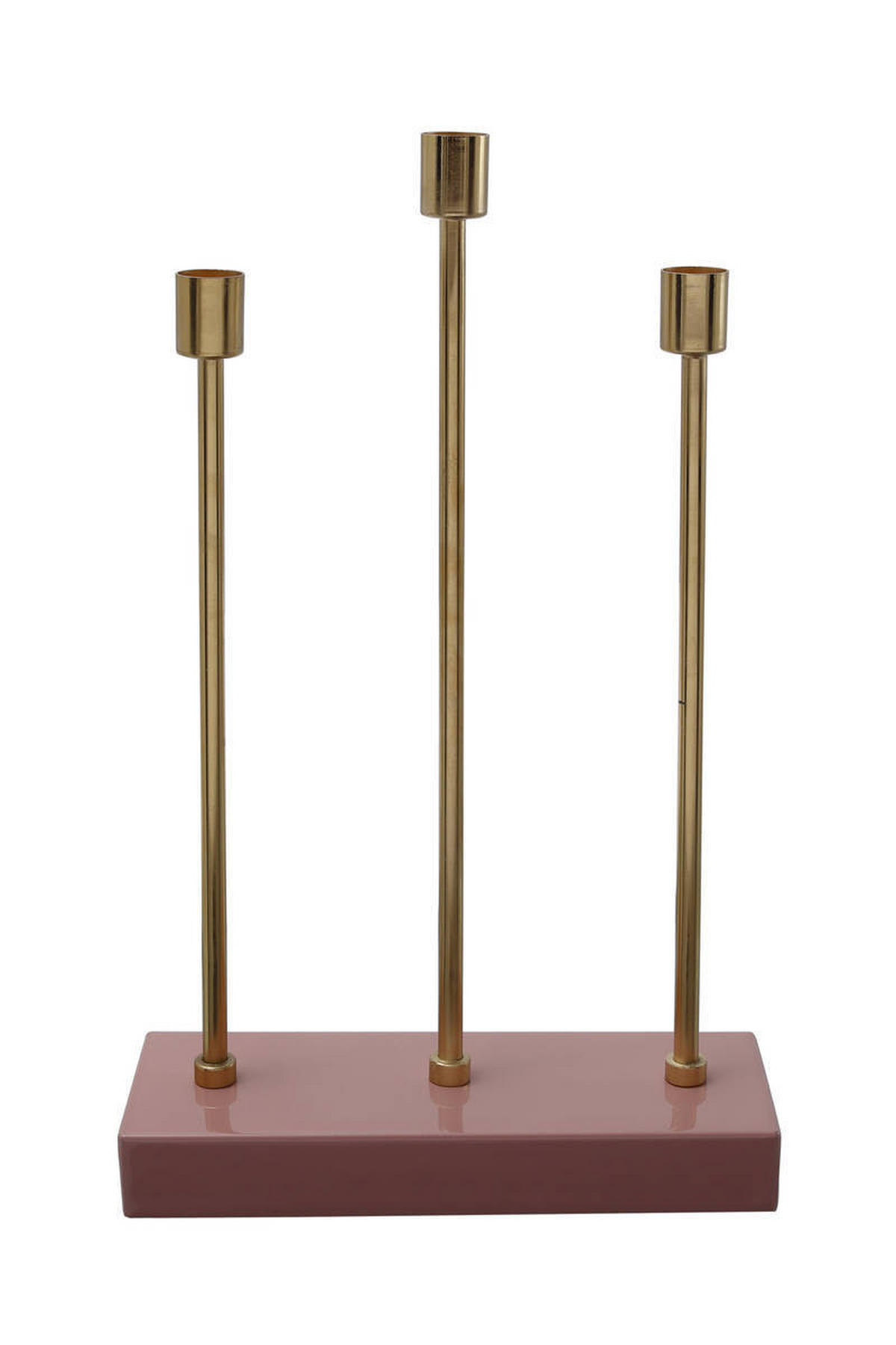 KERZENHALTER - Goldfarben/Rosa, Trend, Metall (26/39,5/9cm) - Kayoom