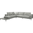ECKSOFA  in Leinwand Hellgrau  271/318 cm  - Hellgrau/Schwarz, Design, Textil/Metall (271/318cm) - Belluti