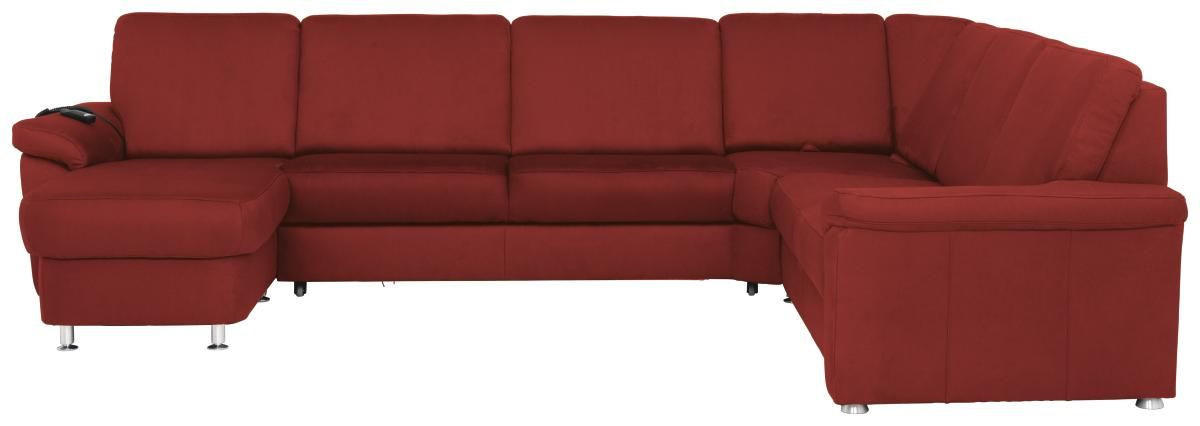 WOHNLANDSCHAFT in Flachgewebe Rot  - Chromfarben/Rot, Konventionell, Textil/Metall (163/330/240cm) - Beldomo System