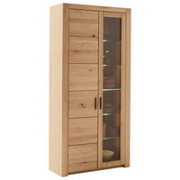 VITRINE in massiv Asteiche Eichefarben  - Eichefarben/Anthrazit, Design, Glas/Holz (97/203/37cm) - Livetastic
